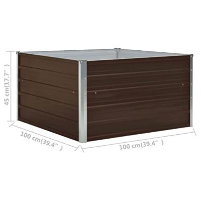 Plantenbak verhoogd 100x100x45 cm gegalvaniseerd staal bruin Plantenbak verhoogd 100x100x45 cm gegalvaniseerd staal bruin