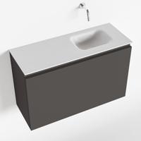 MONDIAZ OLAN 80cm toiletmeubel dark grey. LEX wastafel talc rechts geen kraangat - thumbnail