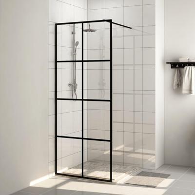 Inloopdouchewand 80x195 cm ESG-glas transparant en zwart