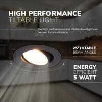 Set van 3 Malta LED inbouwspots - 5 Watt 400 lumen - 2700K warm wit - Dimbaar - Rond - Kantelbaar - IP44 waterdicht - Zwart - Incl. Quick Connector box - thumbnail
