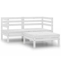 3-delige Loungeset massief grenenhout wit - thumbnail