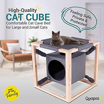 Quapas! kattenbed met hangmat catcube m 54x54x54 cm grijs