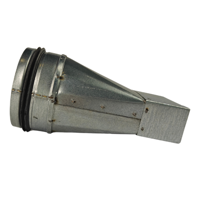 Verloopstuk Van Rechthoekig 100mm X 40mm Naar Rond Ø 100mm Verloopstuk Van Rechthoekig 100mm X 40mm Naar Rond Ø 100mm