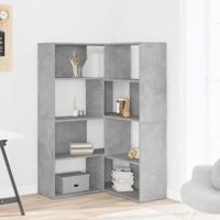 Boekenkast 4-laags hoek 85x85x140 cm bewerkt hout betongrijs - thumbnail