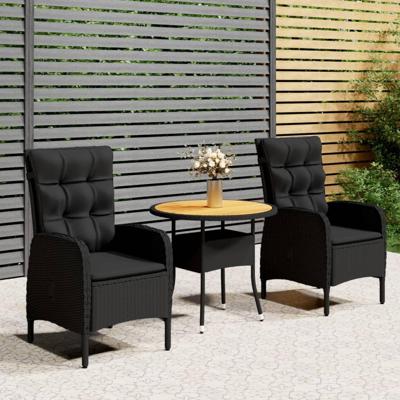 3-delige Bistroset poly rattan zwart 3-delige Bistroset poly rattan zwart