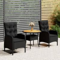 3-delige Bistroset poly rattan zwart - thumbnail
