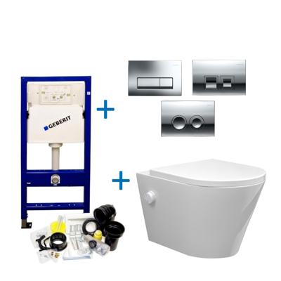 Geberit up100 Toiletset Bidesta | Rimless | Met Bidetkraan | Glans Wit | Delta Drukplaat