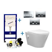 Geberit up100 Toiletset Bidesta | Rimless | Met Bidetkraan | Glans Wit | Delta Drukplaat - thumbnail