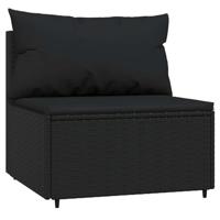 3-delige Loungeset met kussens poly rattan zwart - thumbnail