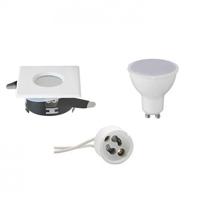 Waterdichte LED Inbouw Spot Set Vierkant GU10 - Mat Wit - 8W 3000K - thumbnail