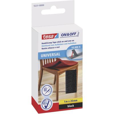 TESA On & Off 55231-00-01 Klittenband Om vast te plakken, Om op te naaien Haak- en lusdeel (l x b) 1000 mm x 20 mm Zwart 1 stuk(s) TESA On & Off 55231-00-01 Klittenband Om vast te plakken, Om op te naaien Haak- en lusdeel (l x b) 1000 mm x 20 mm Zwart 1 stuk(s)