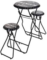 Ambiance Bartafel met krukken inklapbaar zwart - thumbnail