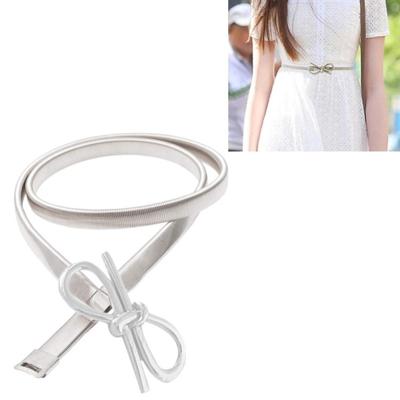 All-Metal materiaal Bow-Knot vorm Buckled elastische fijne riem voor vrouwen lengte: 70cm (zilver)
