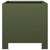 Plantenbakken 2 st 30x30x30 cm staal olijfgroen - thumbnail