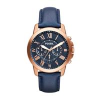 Fossil Heren Grant chronograaf blauw lederen horloge FS4835 - thumbnail