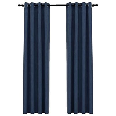 VidaXL Gordijnen linnen-look verduisterend ogen 2 st 140x225 cm blauw