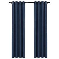 VidaXL Gordijnen linnen-look verduisterend ogen 2 st 140x225 cm blauw - thumbnail