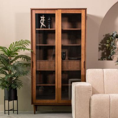 LABEL51 Vitrinekast Jule - Walnoot - Eiken - Vitrinekast LABEL51 Vitrinekast Jule - Walnoot - Eiken - Vitrinekast