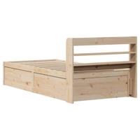 Bedframe met hoofdbord massief grenenhout 90x190 cm - thumbnail