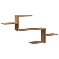 Wandschap 104x15x49 cm bewerkt hout artisanaal eikenkleurig - thumbnail