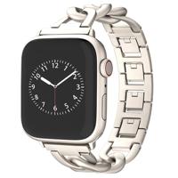 By Qubix - Metalen quick-release ketting band - Sterrenlicht/starlight - Compatible met Apple watch 38mm / 40mm / 41mm / 42mm - Compatible Apple - thumbnail