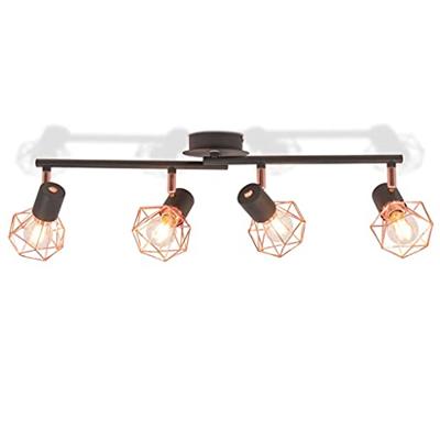 Plafondlamp met 4 spotlights E14 zwart en koper Plafondlamp met 4 spotlights E14 zwart en koper