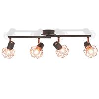 Plafondlamp met 4 spotlights E14 zwart en koper - thumbnail