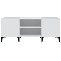 Platenkast 121x38x48 cm bewerkt hout wit - thumbnail