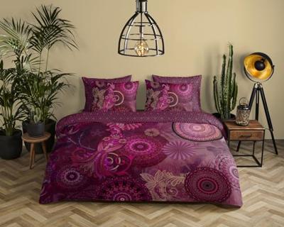 HIP Dekbedovertrek "mandala&apos;s en bloemen" - Bordeaux - (240x200/220 cm) - Katoen Satijn