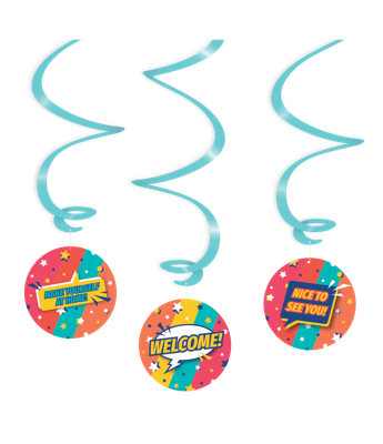Hangdecoratie Swirls &apos;Welcome&apos; Rainbow (3st)