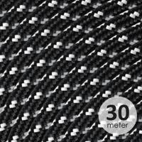 Strijkijzersnoer - Zwart Wit - stof - bestel 30 meter - elektriciteitssnoer 3 aderig - textielkabel 3x0.75m² - VDE gekeurd - maak je eigen unieke lamp! - thumbnail
