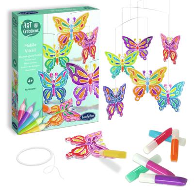 Art & Creations Glas-in-lood Mobiel - SENTOSPHERE - Vlinders - Een makkelijke en leuke creatieve activiteit voor decoratie - Vanaf 4 jaar Art & Creations Glas-in-lood Mobiel - SENTOSPHERE - Vlinders - Een makkelijke en leuke creatieve activiteit voor decoratie - Vanaf 4 jaar