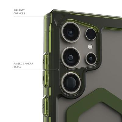 Urban Armor Gear Plyo Pro Backcover Samsung Galaxy S24 Ultra Ice, Transparant, Olijf MagSafe compatible