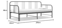 Slaapbankframe uittrekbaar metaal grijs 90x200 cm - thumbnail