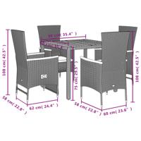 5-delige Tuinset met kussens poly rattan zwart - thumbnail