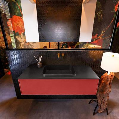 Badkamermeubelset Mondiaz Erin 120 cm met 1 Lade met RIDGE Wastafel Midden Urban Zonder Kraangaten Greeploos Mat Fire Badkamermeubelset Mondiaz Erin 120 cm met 1 Lade met RIDGE Wastafel Midden Urban Zonder Kraangaten Greeploos Mat Fire