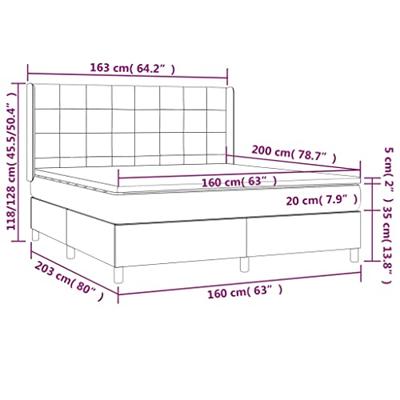 Boxspring met matras en LED stof lichtgrijs 160x200 cm