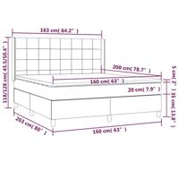 Boxspring met matras en LED stof lichtgrijs 160x200 cm - thumbnail