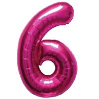 Magenta Folieballon Cijfer 6 - 86 cm - thumbnail