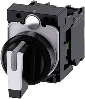 Siemens 3SU11002BM601NA0 3SU1100-2BM60-1NA0 Knevelschakelaar Kunststof frontring Zwart, Wit 2 x 45 ° 1 stuk(s)