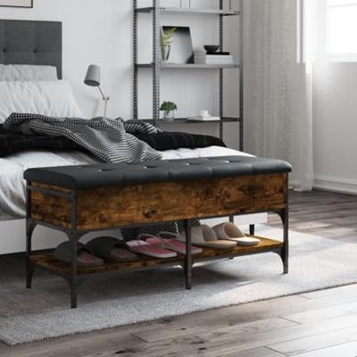 Schoenenbank 102x42x45 cm bewerkt hout gerookt eikenkleurig