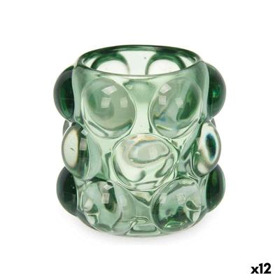 Kaarshouder Microbolletjes Groen Kristal 8,4 x 9 x 8,4 cm (12 Stuks)