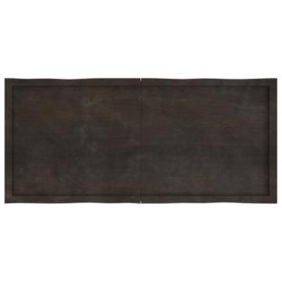 Tafelblad natuurlijke rand 140x60x(2-4)cm eikenhout donkerbruin