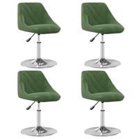 Eetkamerstoelen draaibaar 4 st fluweel donkergroen - thumbnail