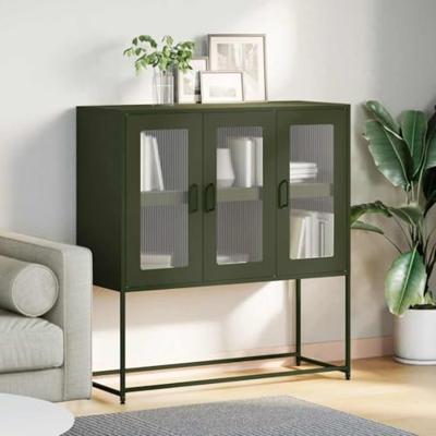 Dressoir 100,5x39x107 cm koudgewalst staal olijfgroen