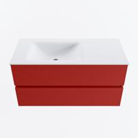 MONDIAZ VICA 100cm badmeubel onderkast Fire 2 lades. Wastafel CLOUD links 1 kraangat, kleur Talc. - thumbnail