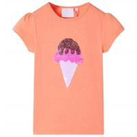 VidaXL Kindershirt 128 neonoranje - thumbnail