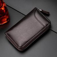 9106 grote capaciteit rits lederen sleutels houder tas multifunctionele portemonnee (koffie) - thumbnail