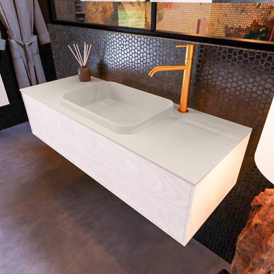 Badkamermeubelset Mondiaz Erin 120 cm met 1 Lade met RIDGE Wastafel Midden Linen met 1 kraangat Greeploos Mat Underlayment Badkamermeubelset Mondiaz Erin 120 cm met 1 Lade met RIDGE Wastafel Midden Linen met 1 kraangat Greeploos Mat Underlayment