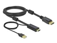 Delock 85964 DisplayPort-kabel DisplayPort / HDMI / USB Aansluitkabel HDMI-A-stekker, USB-A stekker, DisplayPort-stekker 2 m Zwart Vergulde steekcontacten, 4K - thumbnail